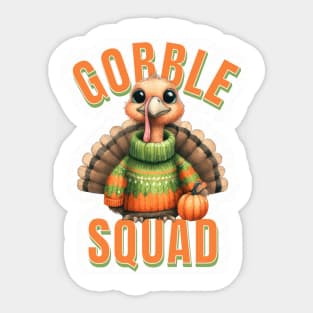 Gobble Squad Turkey Family Thanksgiving Fun Design Sticker